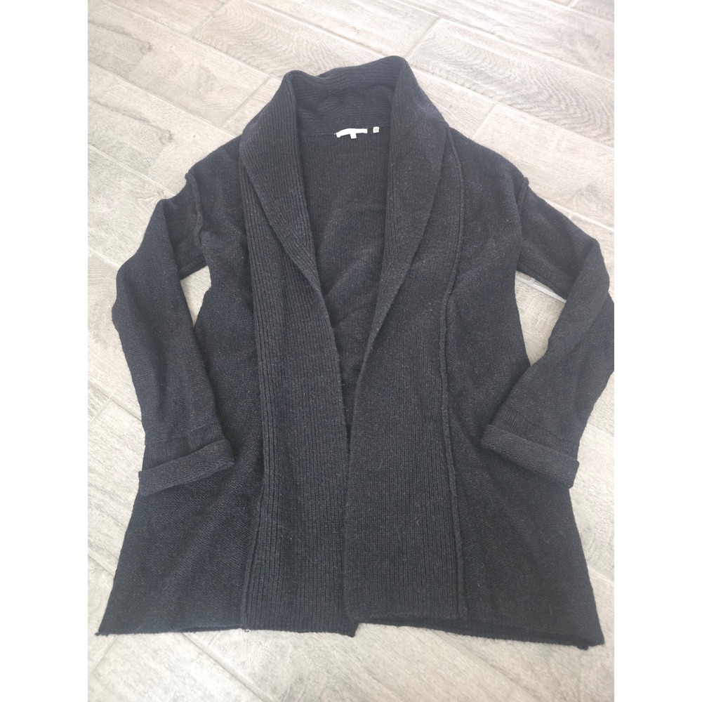 Vince Black Cashmere Alpaca Wool Shawl Collar Open Front Cardigan Large